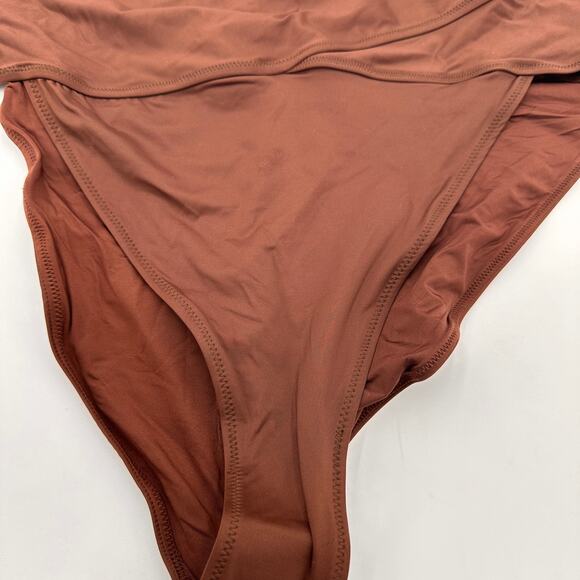 Skims Brown Recycled Swim Cut Out Plunge Monokini Swimsuit Size 3X NWT - Picture 3 of 5